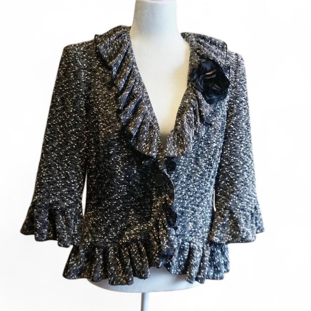 💚 CYNTHIA ROWLEY Speckled Flower Blazer Jacket (L)